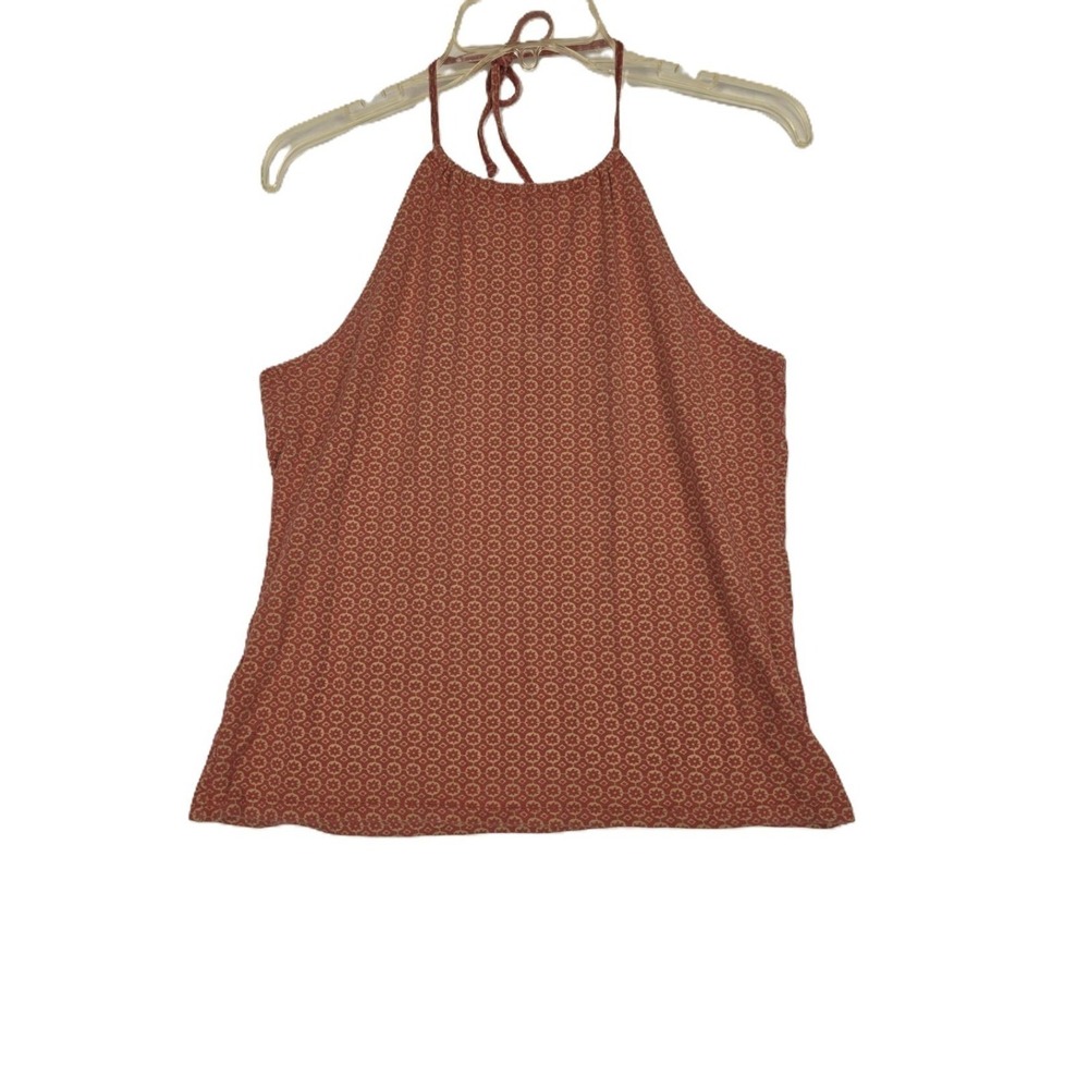 Vintage Y2K Gap Halter Tank Top Medium Red Geo Print Cotton Spandex